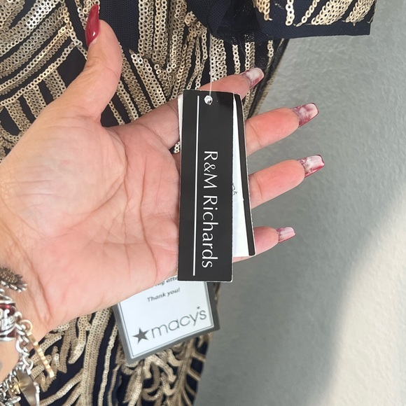 R&M Richards Dresses Rm Richards Formal Navy And Gold Sequin Dress